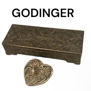Authentic Godinger vintage jewelry box & heart shaped ring stand